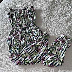 Floral strapless romper